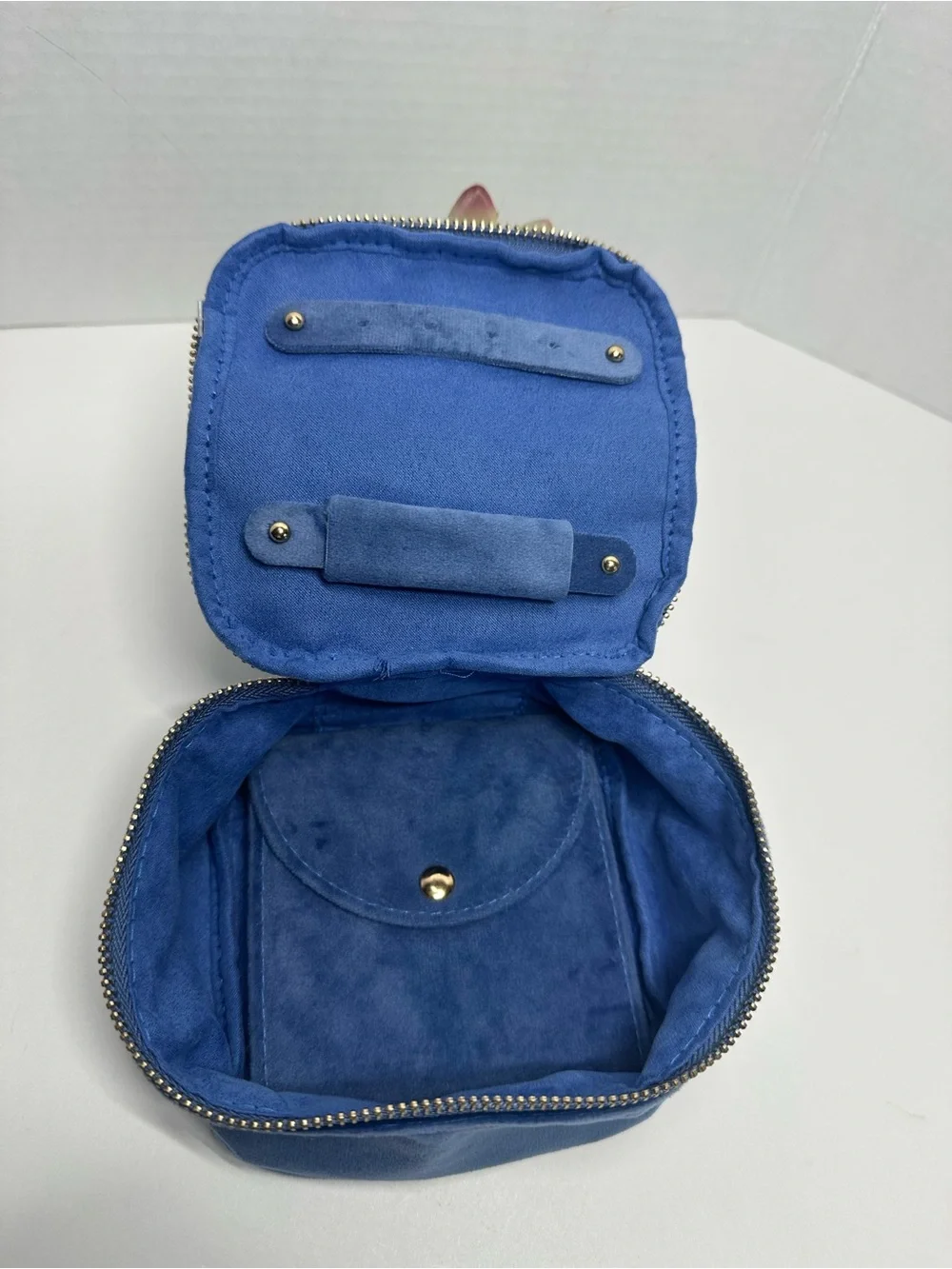 a new day Blue Velvet Scrunch-Handle Cosmetic Case